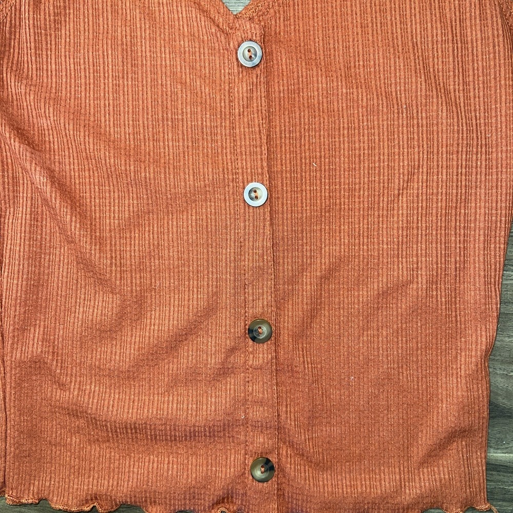 Caution To The Wind Tank Top Rust Sleeveless V Neck Ribbed Buttons Small - Picture 2 of 4